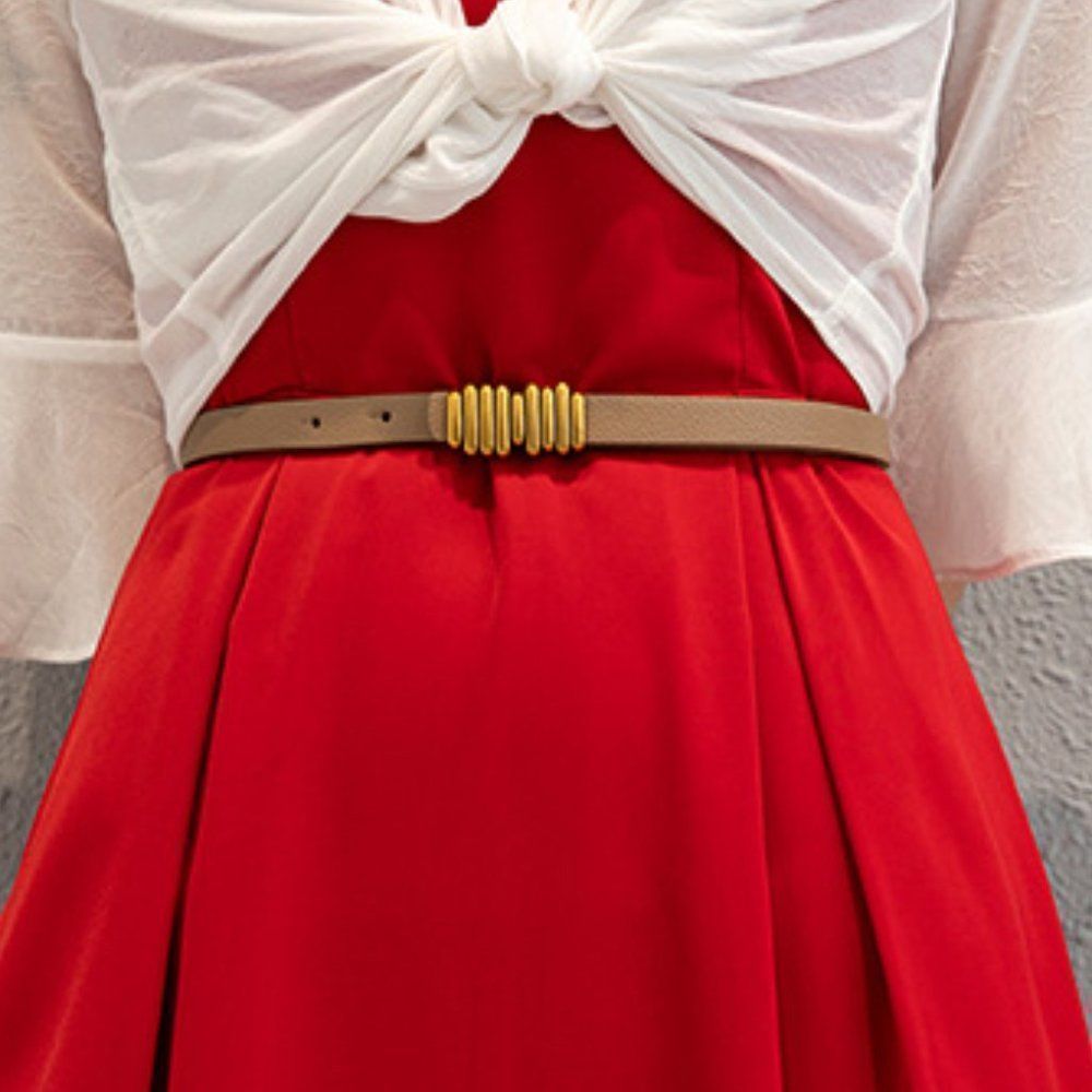Khaki Ladies Unique Skinny Belt - Picture 2 of 3
